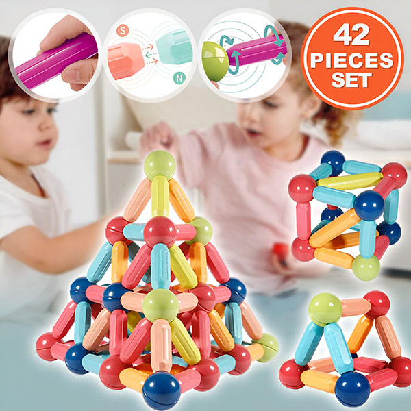Set di costruzioni magnetiche per bambini (42 pezzi) | SUPERBLOCK