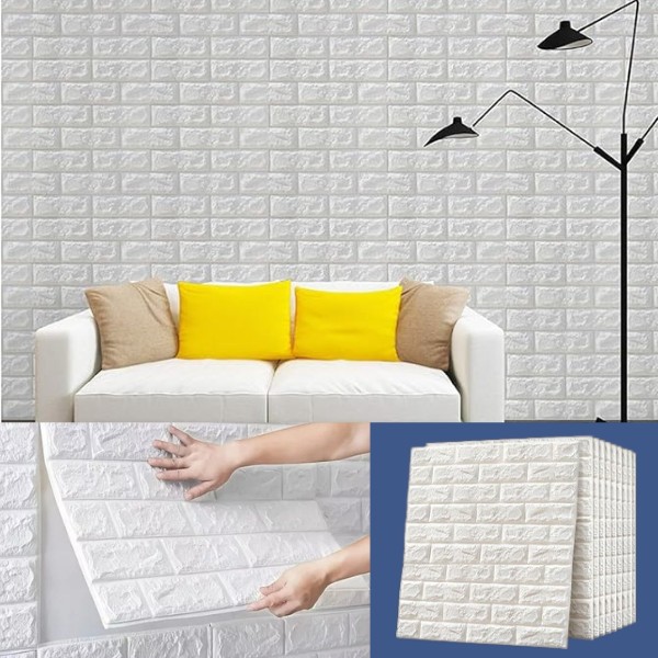 (5 pezzi) Carta da parati autoadesiva in mattoni con motivo 3D | BRICKSBY