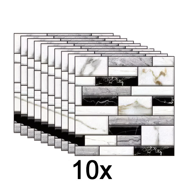 1x Adesivi murali 3D con aspetto di marmo (10 pezzi/0,9 m²) | MARBLEBLOCKS